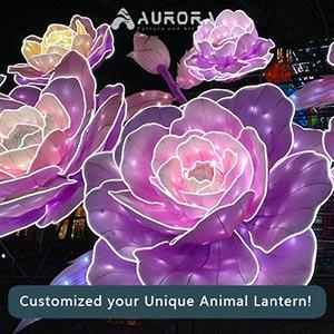 Peony Flower Lantern Moving Decoration For Park Lantern Festival